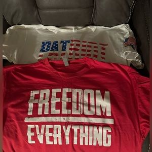Freedom and Patriot tshirts. Size LG, never worn.